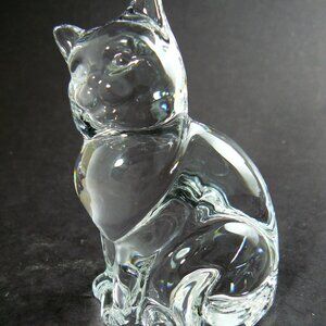 VINTAGE RCR LEAD CRYSTAL GLASS CAT KITTEN FIGURINE ITALY